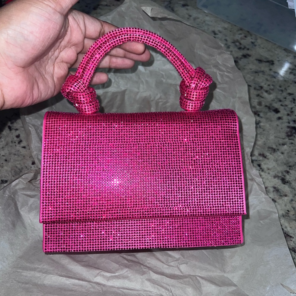 Zara Pink Rhinestone Mini Top Handle Bag